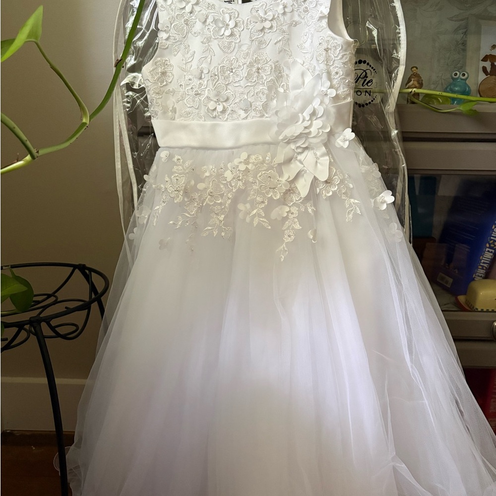 Mon Cheri White Lace Kids Dress